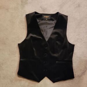 NWOT Attentif Paris Black Velvet Women's Vest Sz Med (38)